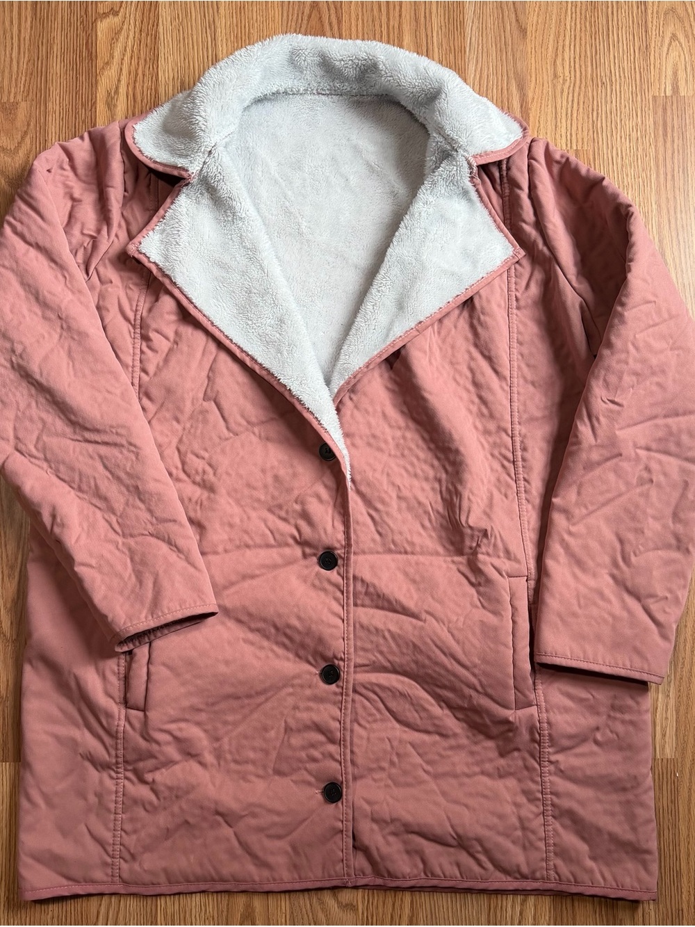 & Other Stories Dusty Rose Trench Coat with Sherpa Lining